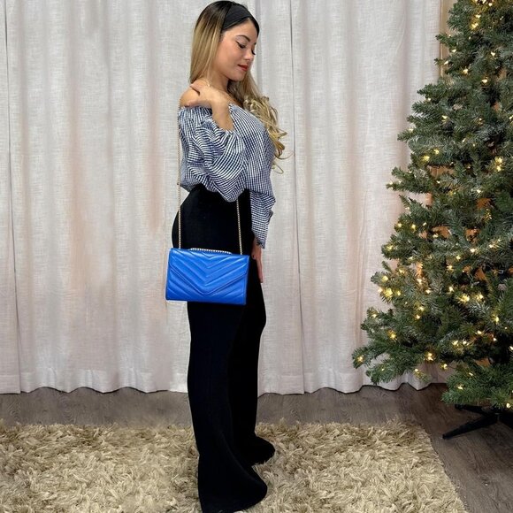 ⚡ Women's Blue Stylish Evening Clutch Chain Shoulder Strap Crossbody Bag - Picture 2 of 6